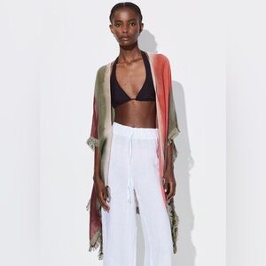 Parfois Tie-Dye Fringe Kaftan Jacket - Boho Chic Oversized